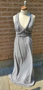 MAX STUDIO grey maxi summer dress with braid detai